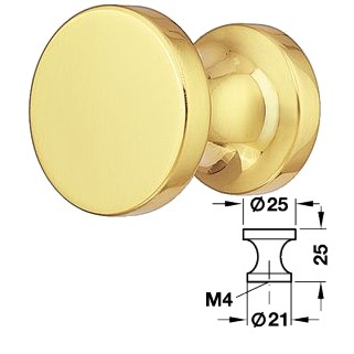 Messing Möbelknopf HE136.76 poliert 25x25 mm