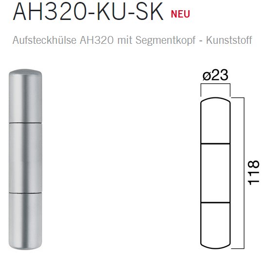 Anuba Aufsteckhlse AH320-KU-SK mit Segmentkopf Kunststoff   23 mm, RAL 9016 verkehrswei