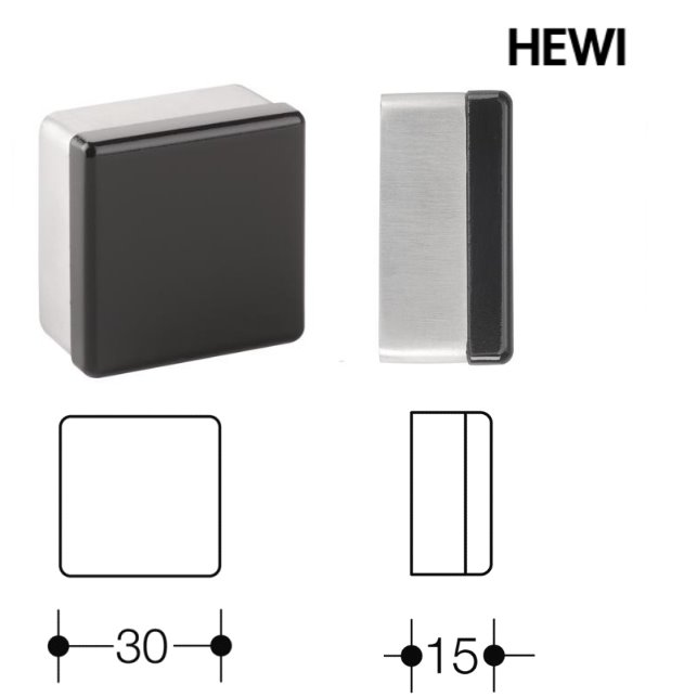 HEWI 100XA611.15 Wandtrpuffer L=15mm Square 30mm matt-schliff